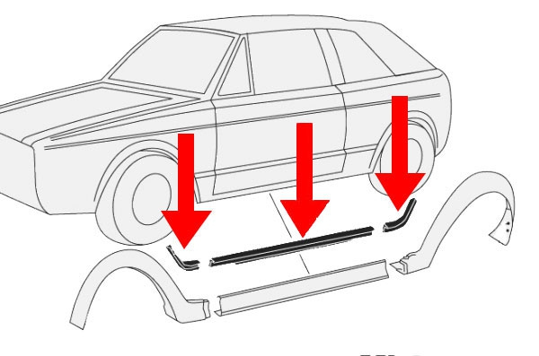 GM-Car-Solution - Schwellerdichtung+Radlauf für VW Golf 1 Cabrio